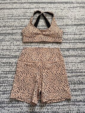 Kavala cheetah biker shorts and balian crop bra set XS